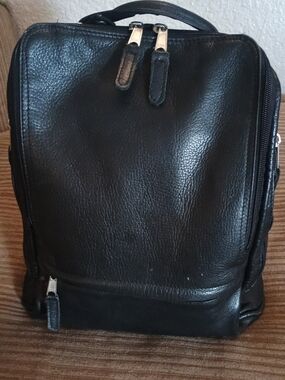Black Leather latico Travel Backpack - Classic Carry